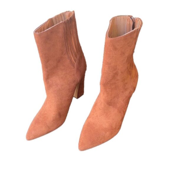 💜🤑 FOREVER 21 block pointed zip up boots like new!! - Picture 1 of 14